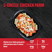 Clean Eatz Kitchen 5-Cheese Chicken Parm - chicken in marinara over whole grain pasta with 5-cheese blend