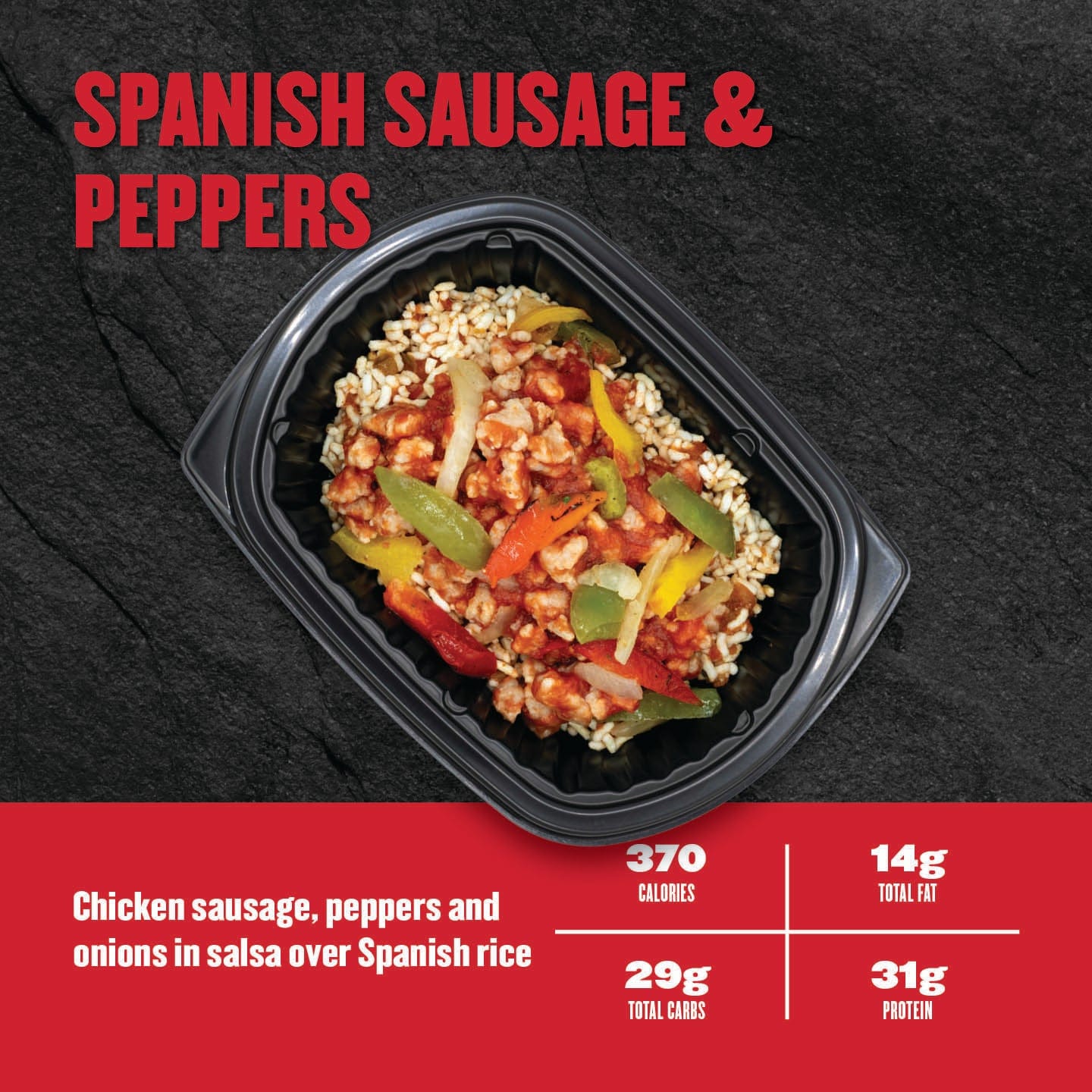 Clean Eatz Kitchen Spanish Sausage and Peppers - chicken sausage with peppers, onions and Spanish rice