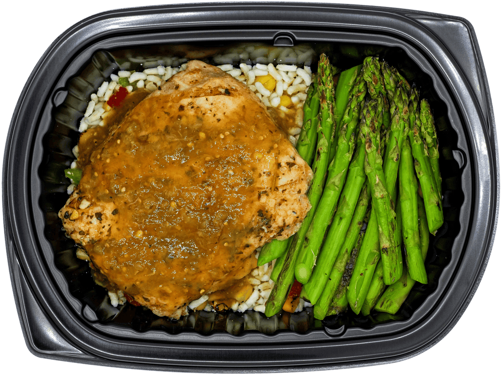 Baja salmon with Southwest seasoning and fresh vegetables