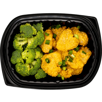 Fresh meal container with citrus-seasoned protein and rice