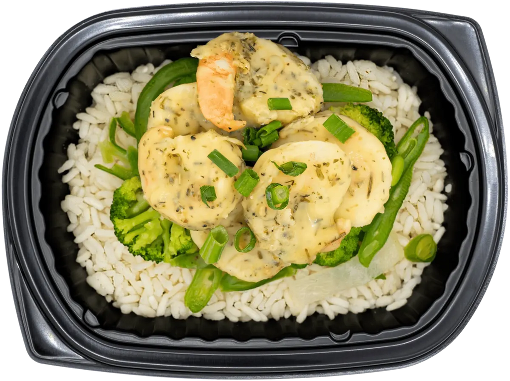 Hearty portioned tray with slow-cooked protein and mash