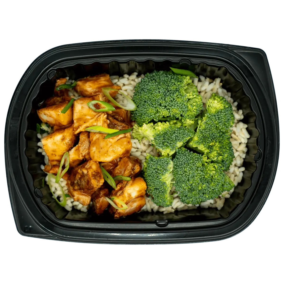 Tasty prepared meal with sesame-crusted protein and bok choy