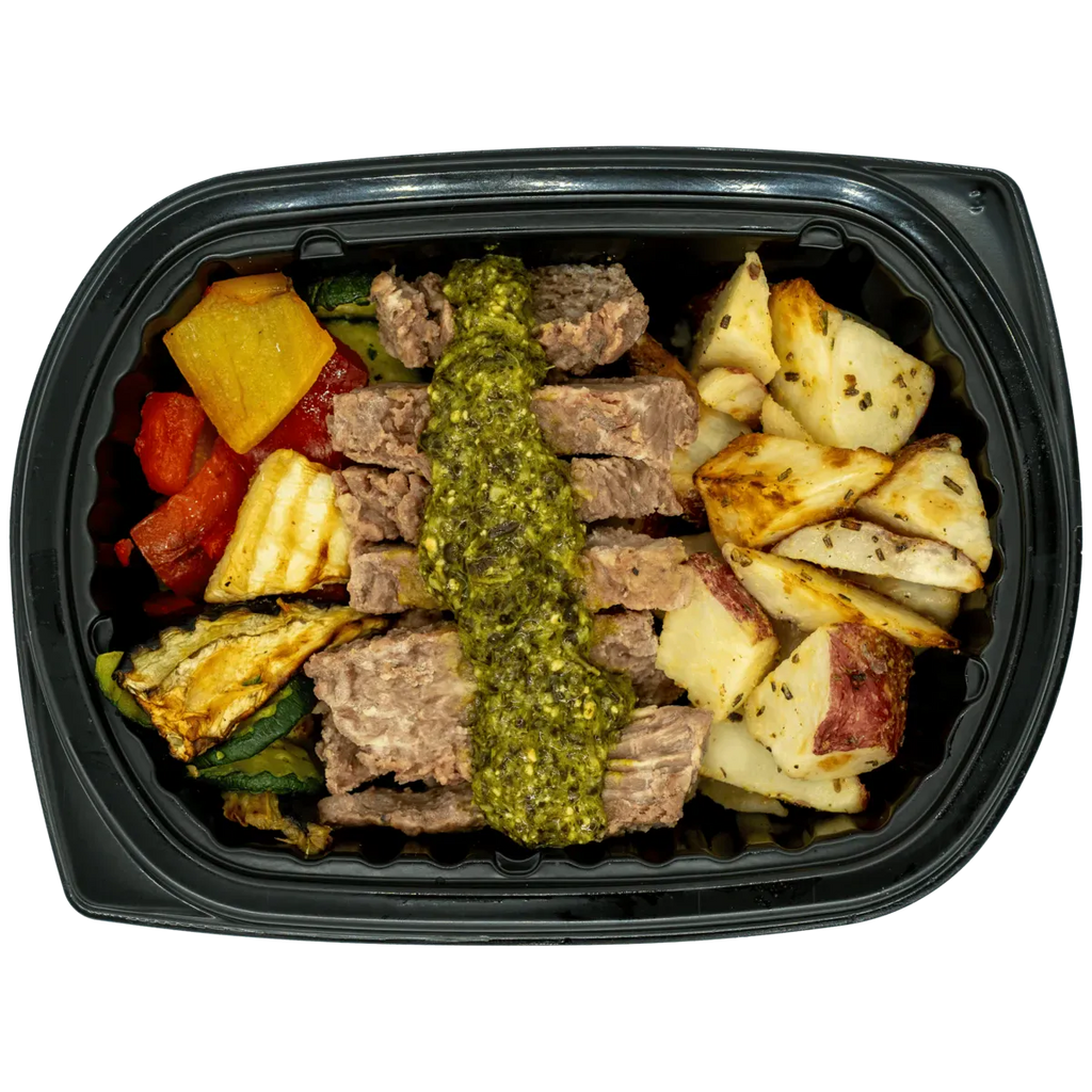 Delicious entree with blackened protein and cajun vegetables