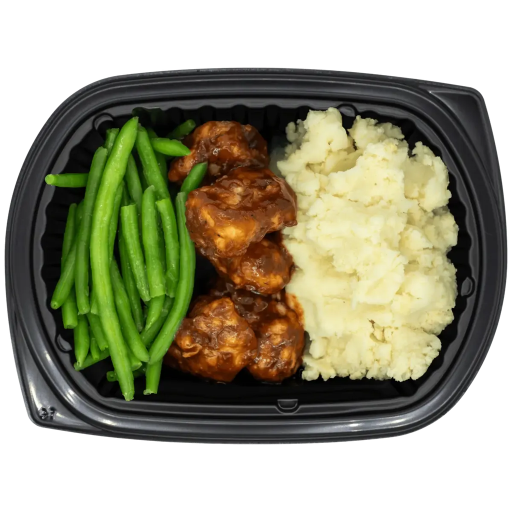 Portion-controlled entree with colorful vegetables and protein