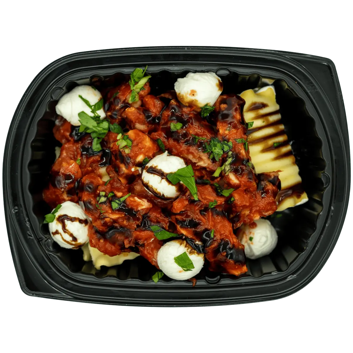 Nutrient-dense meal in a sealed tray with quality ingredients