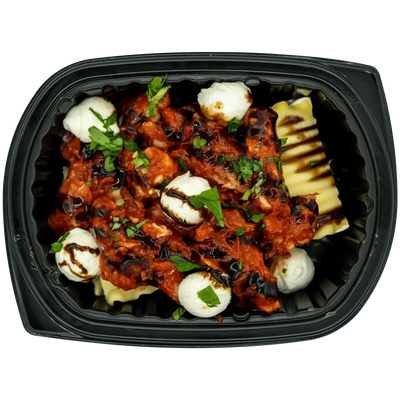 Nutrient-dense meal in a sealed tray with quality ingredients