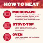 How to heat Everyday Maintenance Meal Plan meals by microwave, stovetop, or oven for quick heat-and-eat