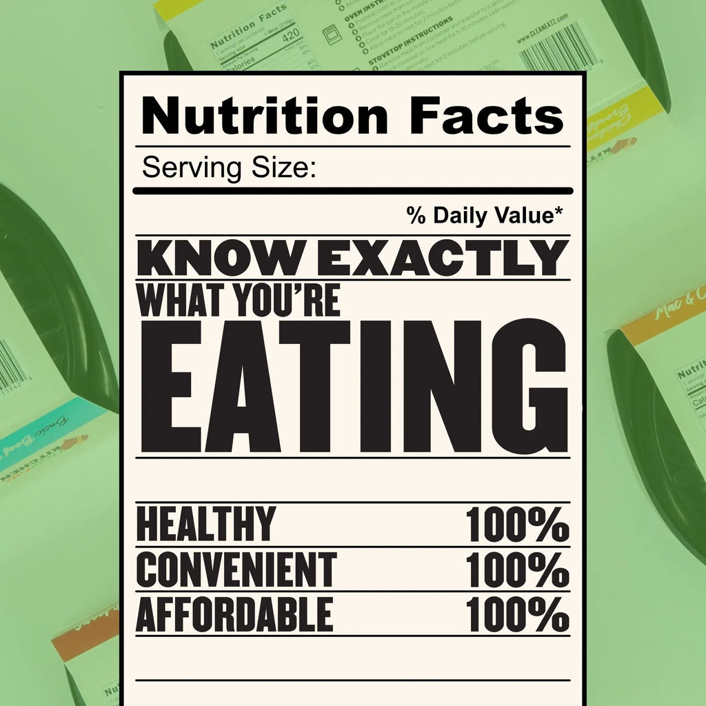 GLP-1 Meal Plan nutrition facts graphic showing healthy, convenient, and affordable prepared meals