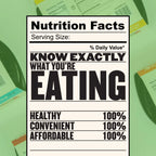 GLP-1 Meal Plan nutrition facts graphic showing healthy, convenient, and affordable prepared meals