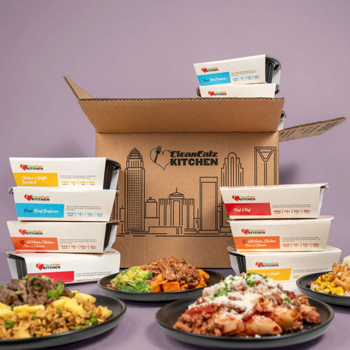 Gluten-Free Meal Plan delivery box with a variety of chef-prepared frozen entrees and plated meals