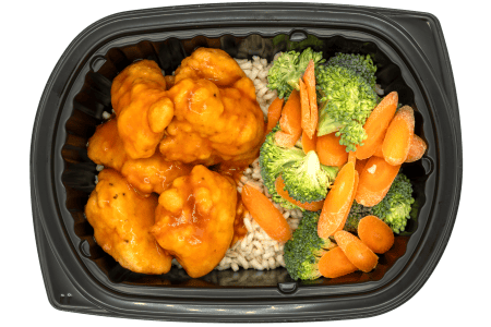 Sweet and sour chicken with crispy coating and tangy glaze
