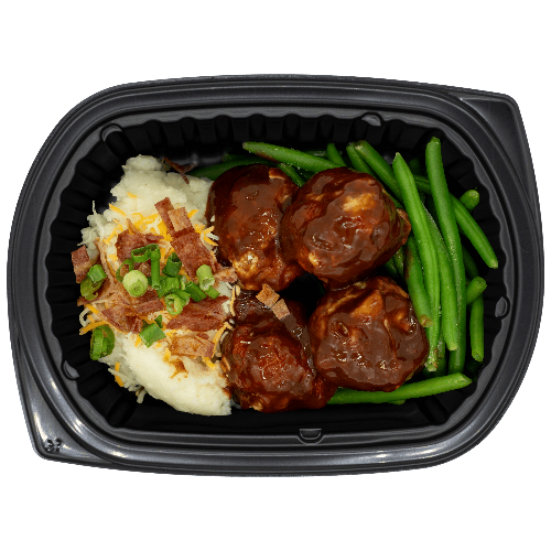XL bourbon meatballs with sweet whiskey glaze over rice